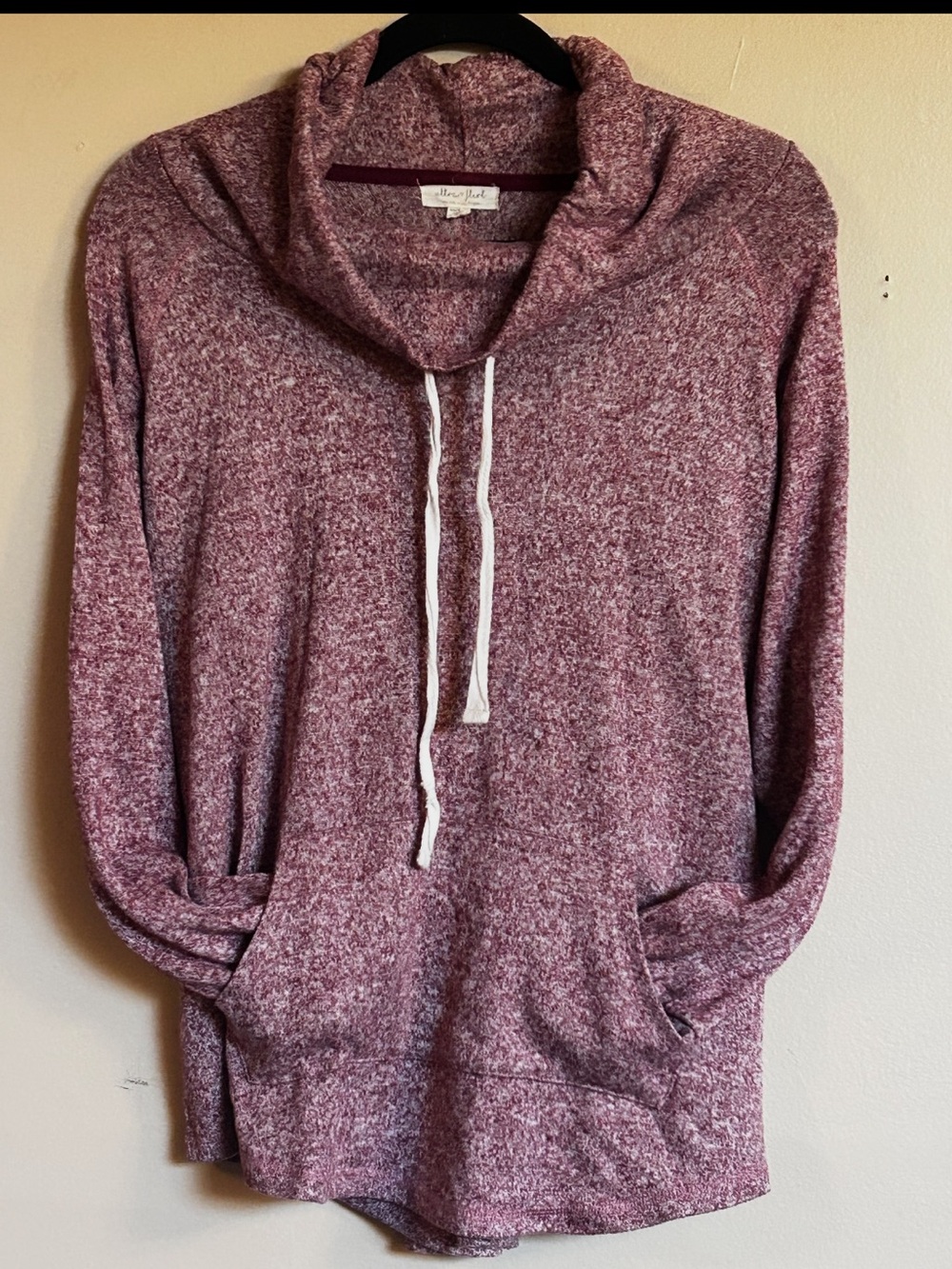 Ultra Flirt XL Burgundy/mauve Marled Cowl Neck Pullover Tunic Top